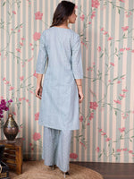 Thumbnail for Ode by House of Pataudi Printed Angrakha Pure Cotton Kurta with Trousers - Distacart