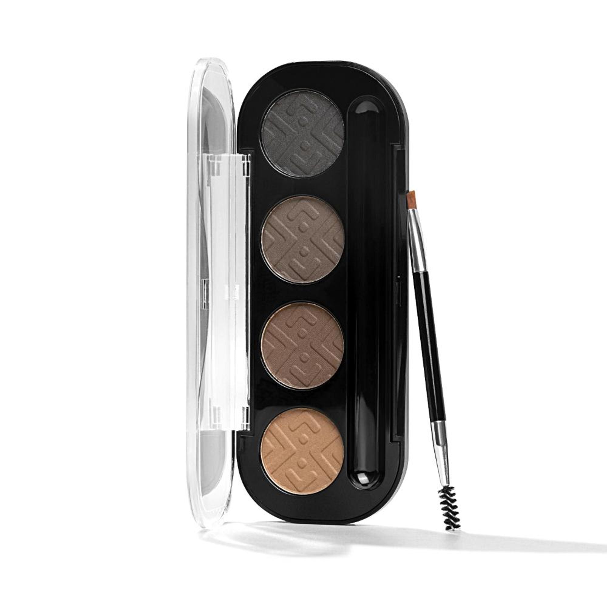 PAC Studio Eyebrow Definer Palette 4 colors - Fine Powder Formula With 2-in-1 Angled Spoolie Brush - Distacart