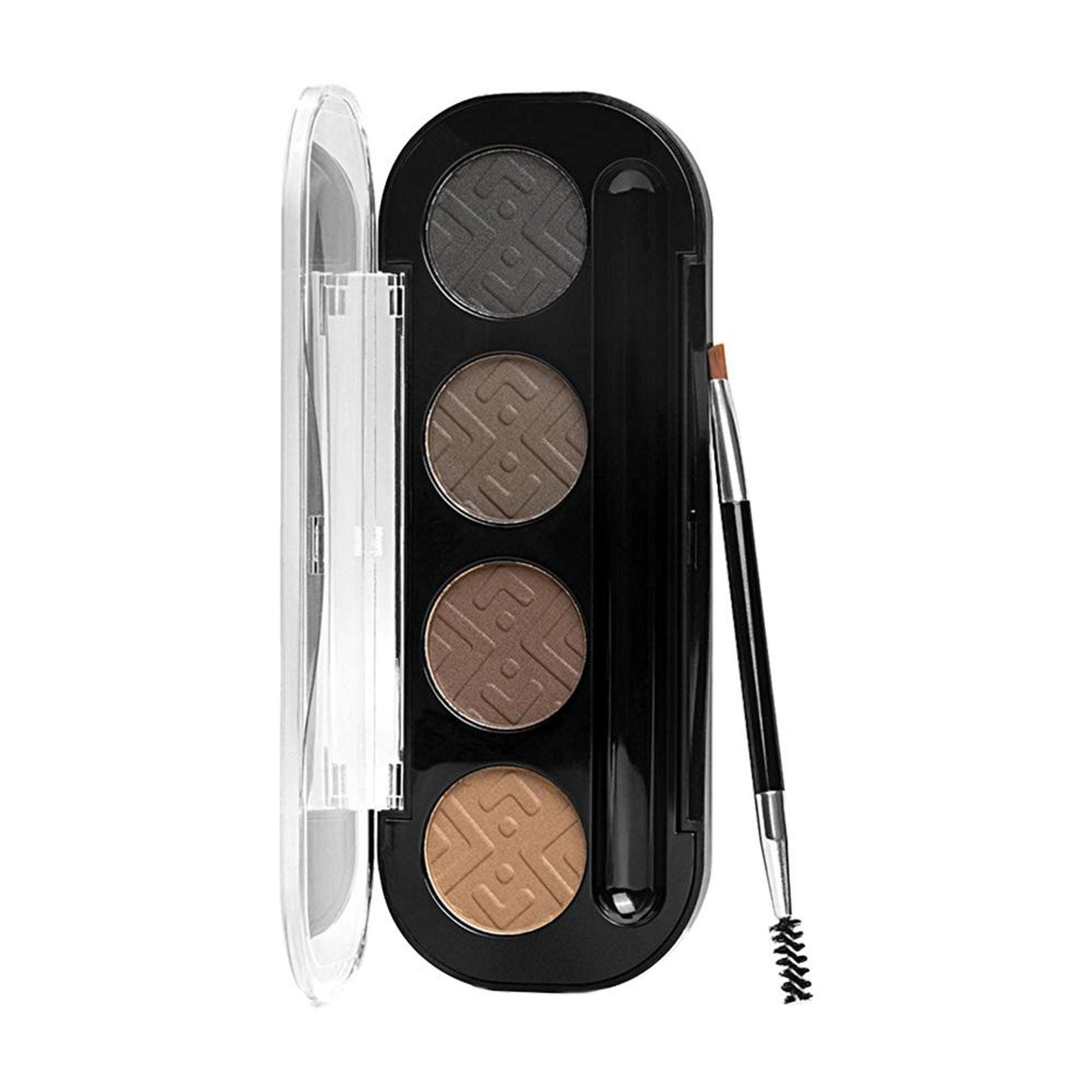 PAC Studio Eyebrow Definer Palette 4 colors - Fine Powder Formula With 2-in-1 Angled Spoolie Brush - Distacart