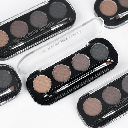 PAC Studio Eyebrow Definer Palette 4 colors - Fine Powder Formula With 2-in-1 Angled Spoolie Brush - Distacart