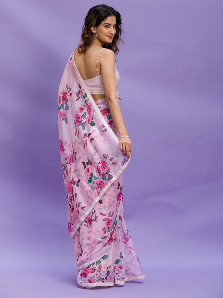 Anouk Floral Sequinned Pure Chiffon Saree - Distacart