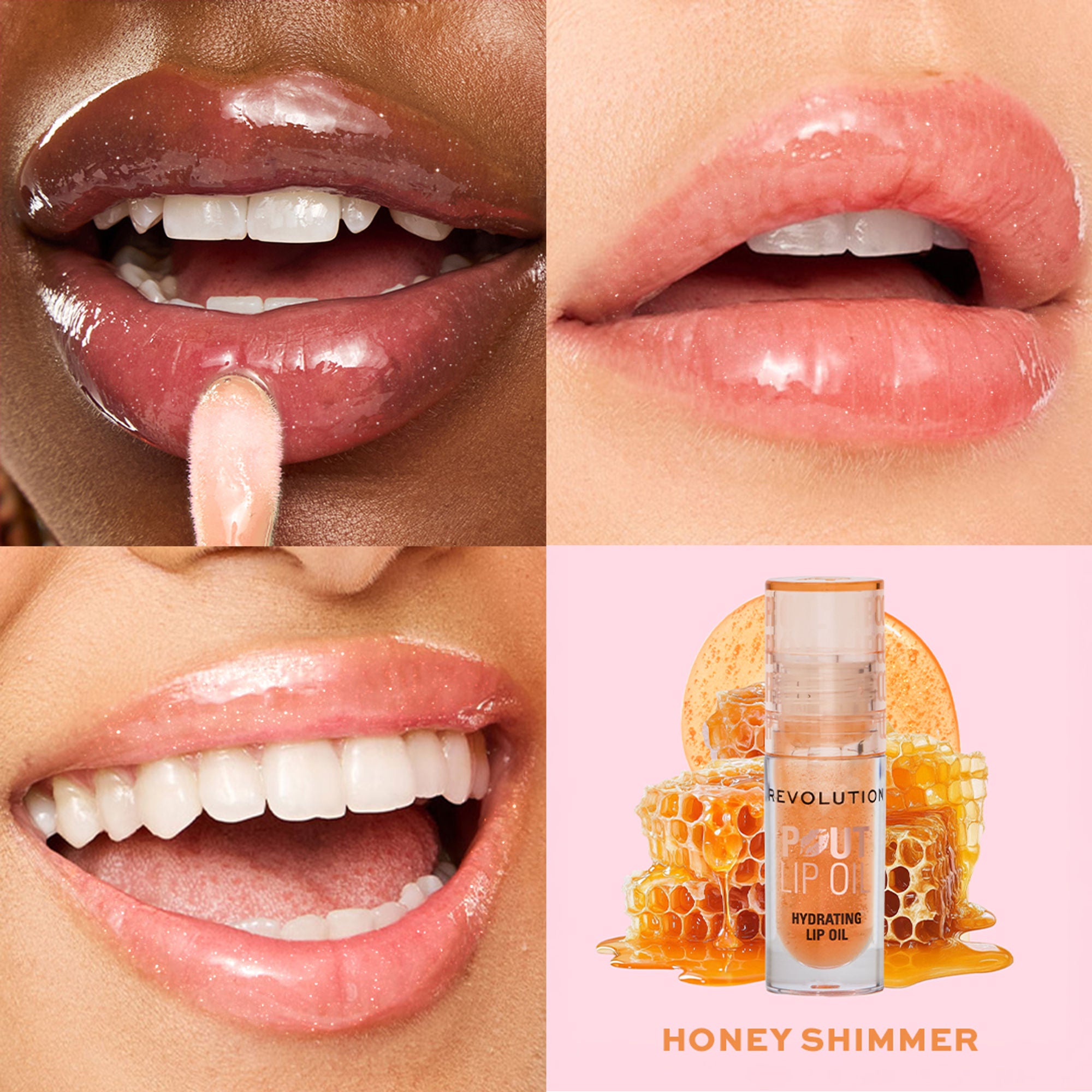 Makeup Revolution Pout Lip Oil - Honey Shimmer - Distacart