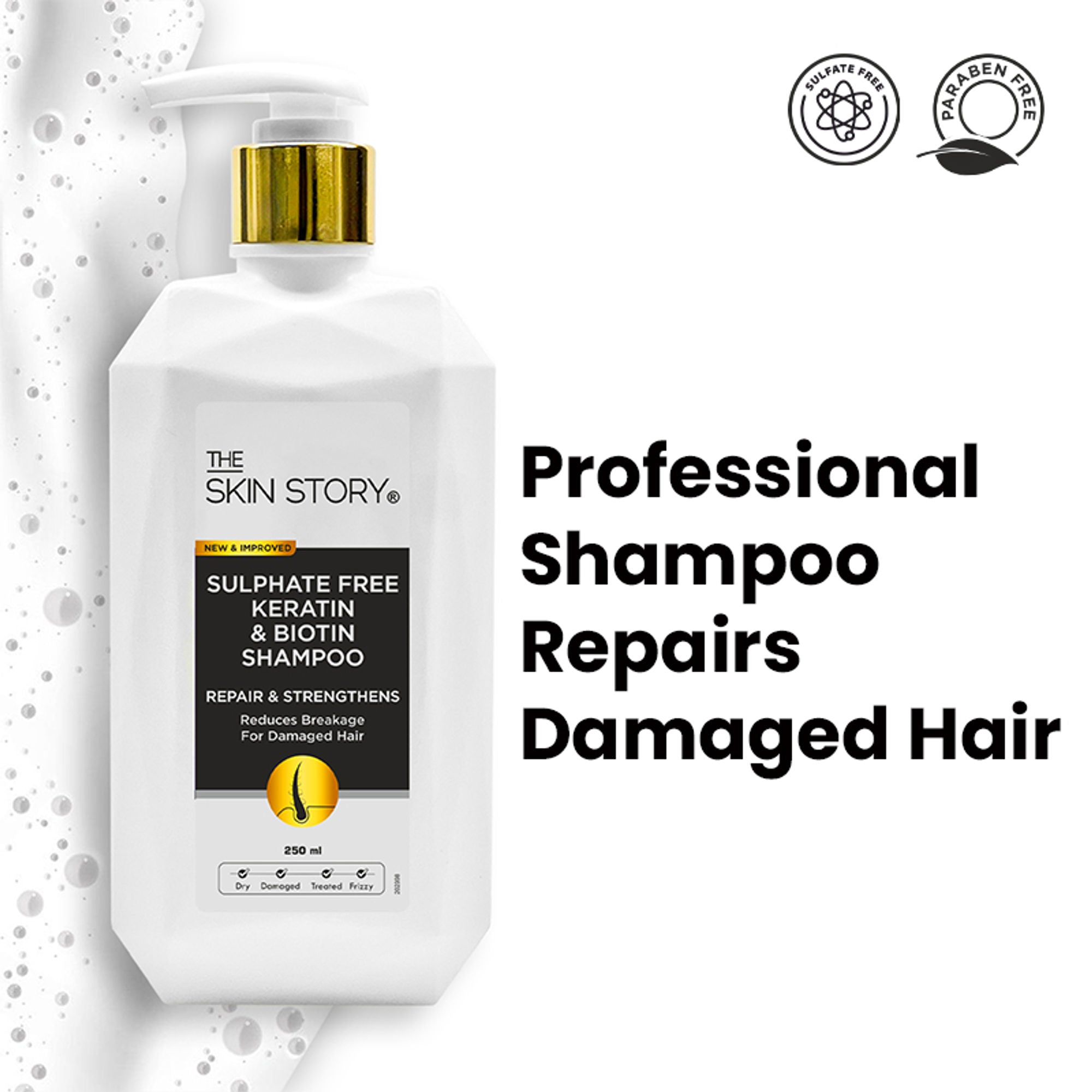 The Skin Story Sulphate Free Keratin Smooth Shampoo For Coloured Treated Hair Prevents Damage Frizz - 250ml