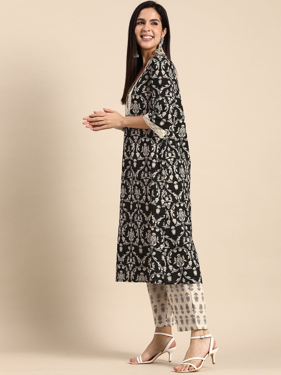 Anouk Women Pure Cotton Ethnic Motifs Printed Kurta with Trousers - Distacart