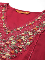 Thumbnail for Indo Era Women Floral Yoke Design Panelled Thread Work Kurta with Trousers & Dupatta