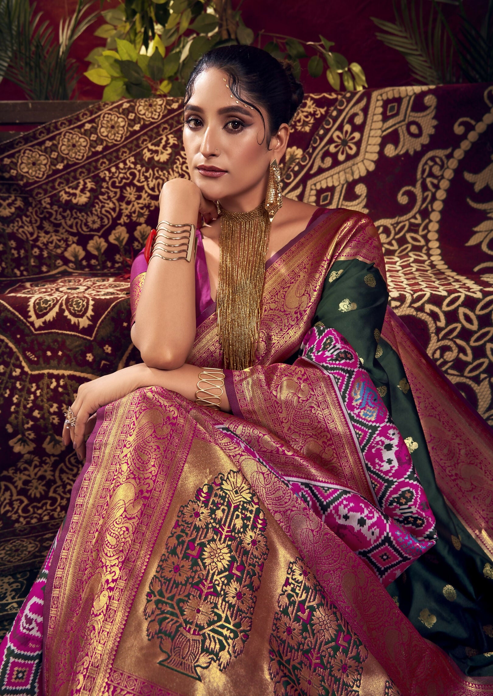 Vishnu Weaves Women's Bt-Green Paithani Silk Saree with Blouse - Distacart