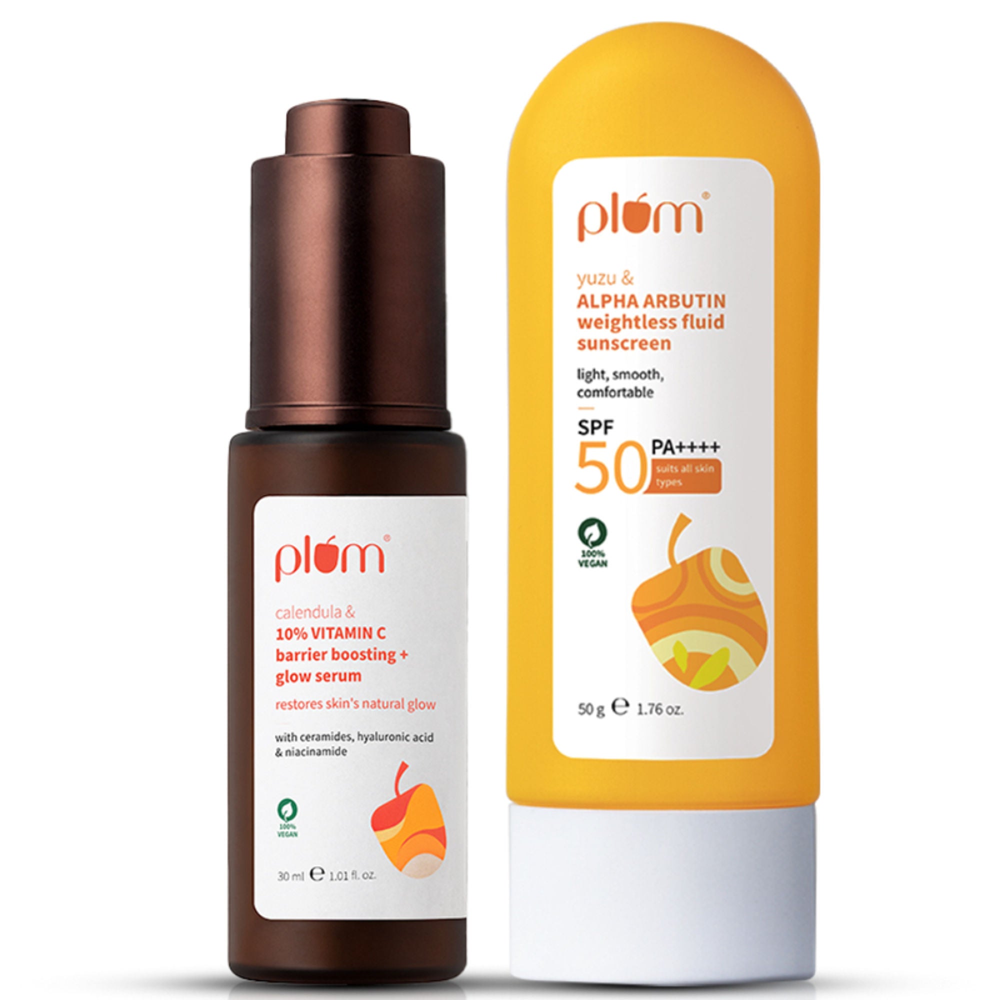 Plum Bestselling Vitamin C & Alpha Arbutin Sun Protect Duo - For Tan Protection & Glowing Skin - Distacart
