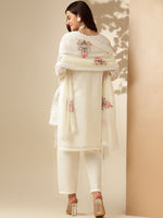 Thumbnail for Anouk Floral Yoke Design Regular Thread Work Kurta With Palazzos & Dupatta