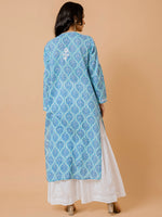Thumbnail for HOUSE OF KARI Ethnic Motifs Printed Cotton Panelled Chikankari Kurta - Distacart
