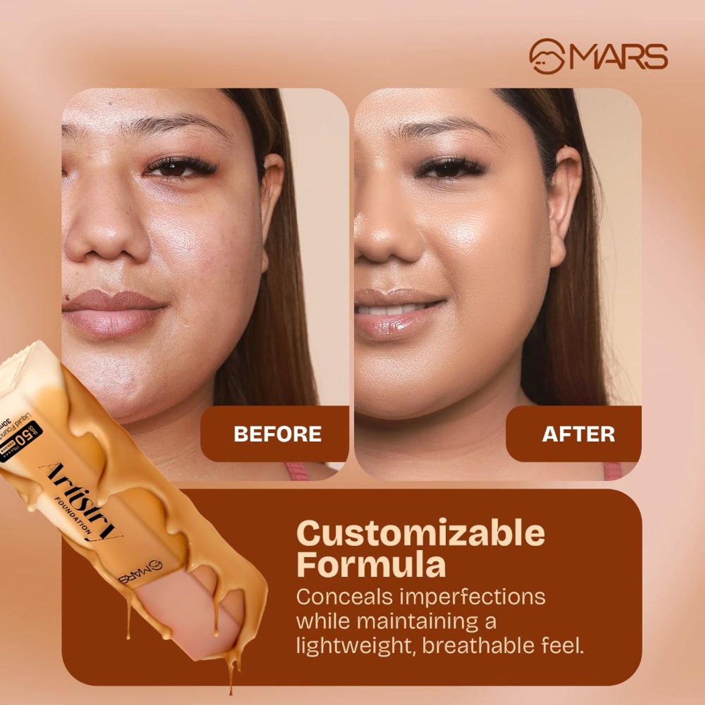 MARS Cosmetics Artistry Liquid Foundation - 12-Rich Cocoa - Distacart