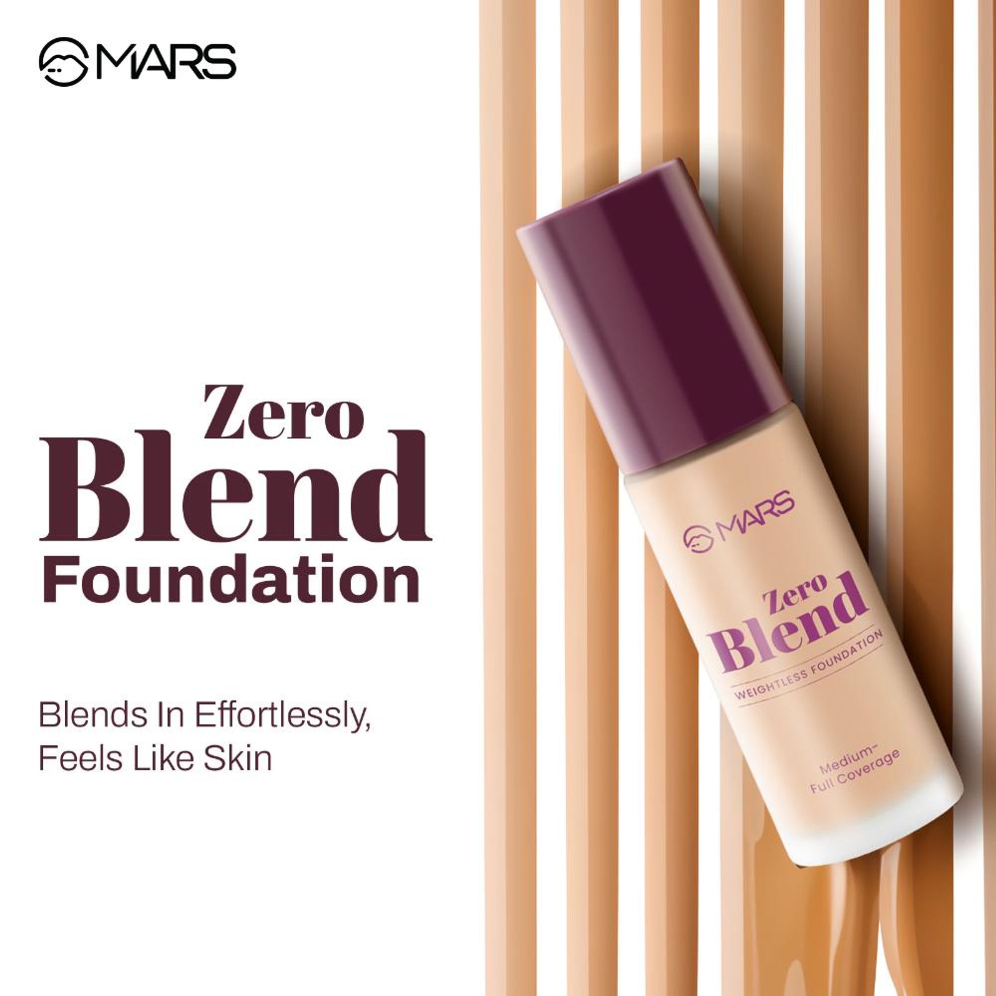 MARS Cosmetics SPF30 PA+++ Zero Blend Weightless Foundation - 01 Whipped Cream - Distacart