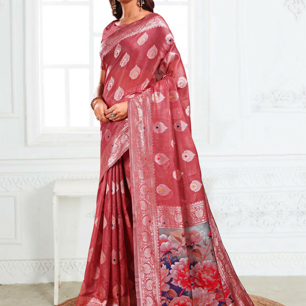 Astita Linen Cotton Rust Saree