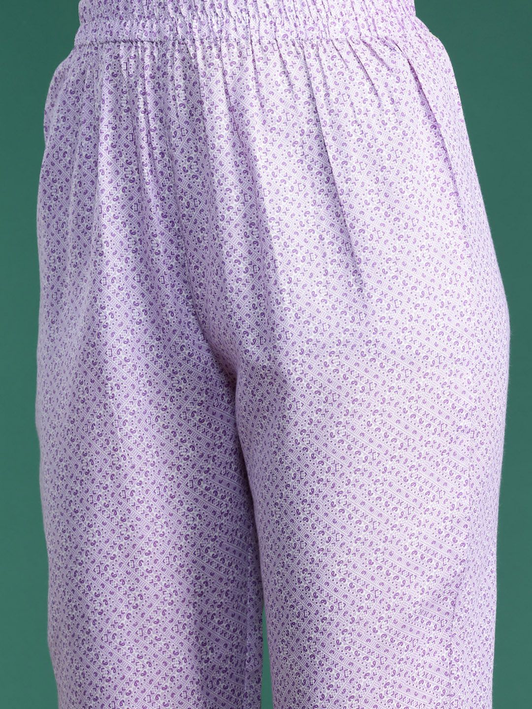 Sangria Floral Printed Angrakha Thread Work Pure Cotton Kurta with Trousers & With Dupatta