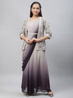 Thumbnail for AURELIA Tie and Dye Maxi Fit and Flare Ethnic Dress With Jacket