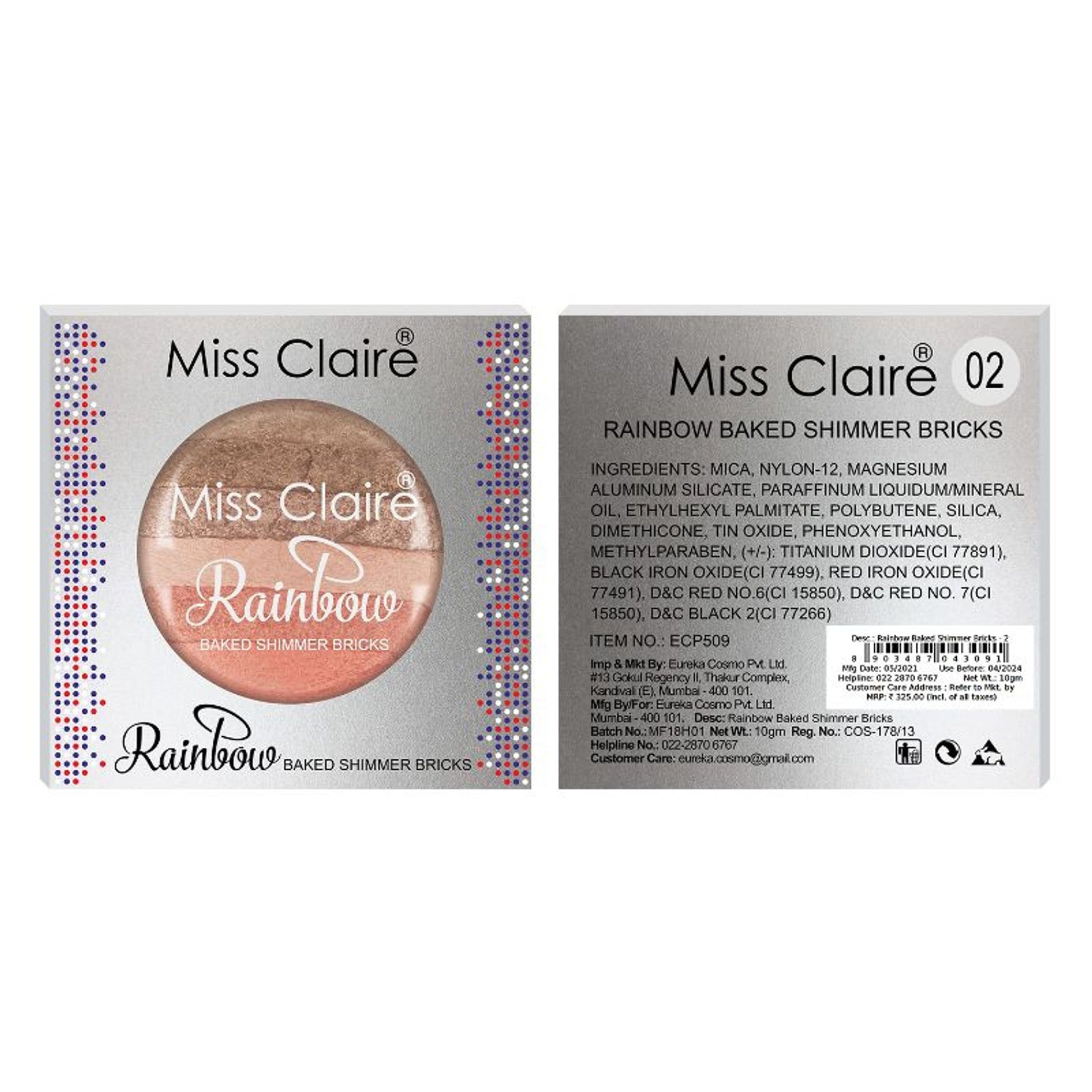 Miss Claire Rainbow Baked Shimmer Bricks - 2 - Distacart