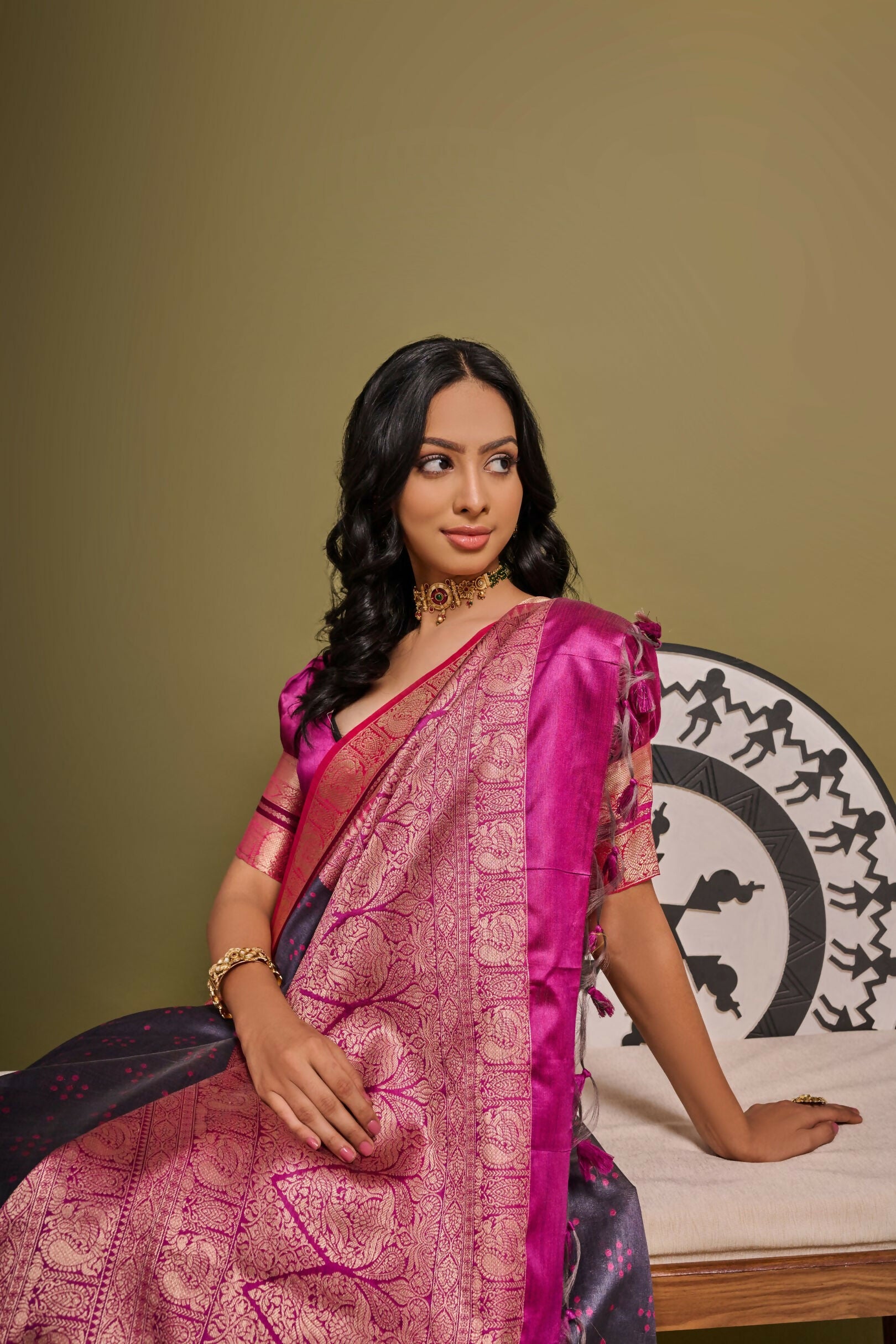 Vishnu Weaves Women's Grey Raw Silk Zari Woven Saree with Blouse - Distacart