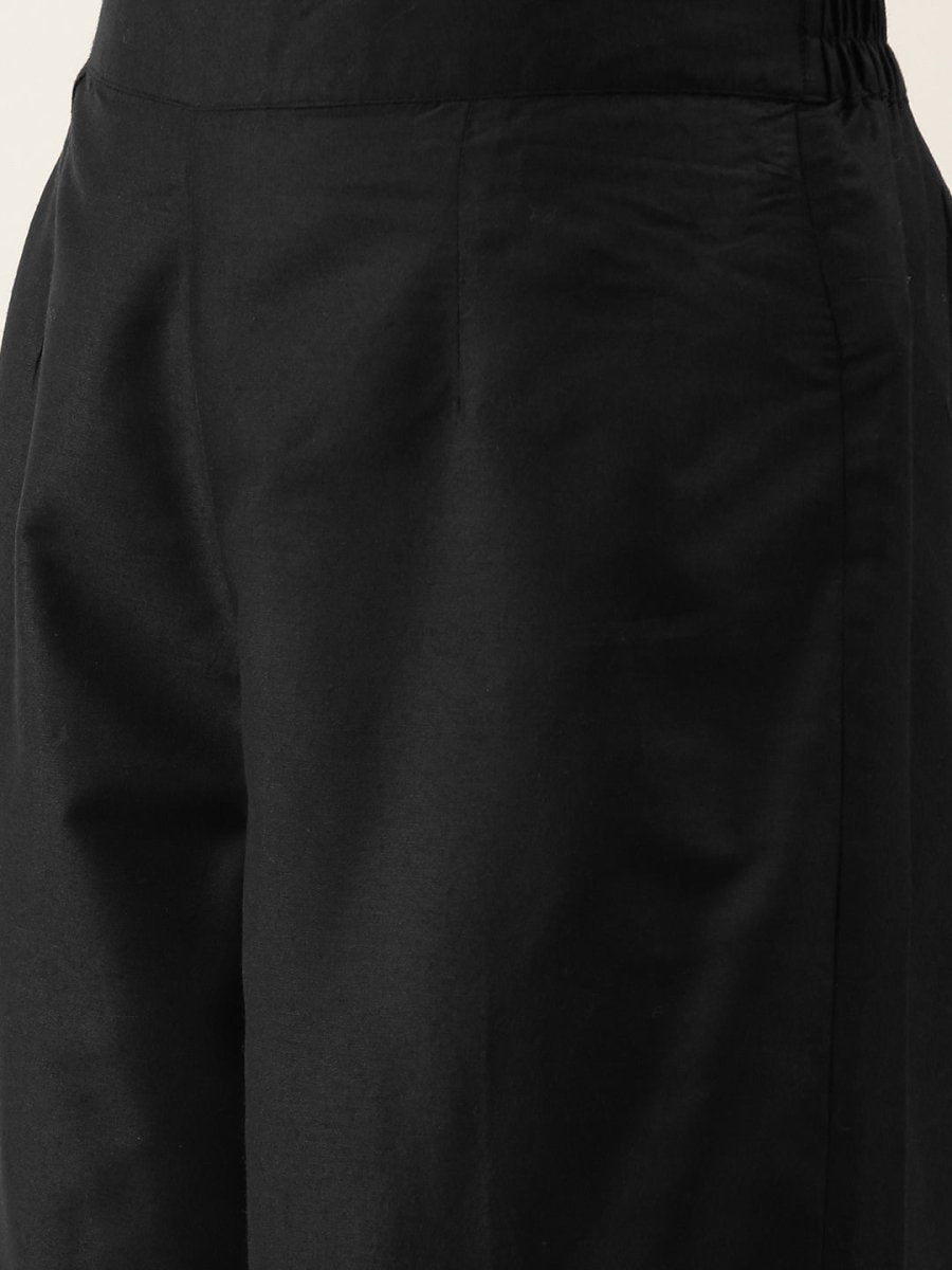 All About You Women Black & Grey Striped Keyhole Neck Kurta with Palazzos & Dupatta - Distacart