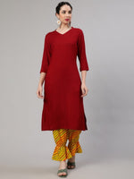 Thumbnail for Aks Mandarin Collar Regular Kurta with Harem Pants - Distacart