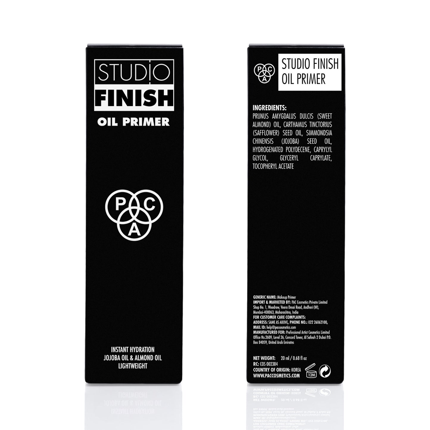 PAC Studio Finish Oil Primer For Dry Skin - UltraLight, Fast Absorbing, Jojoba Oil Hydrates Skin - Distacart