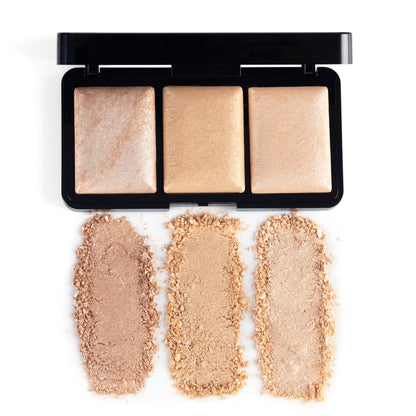 PAC Studio Trio Glow Highlighter X3 Gold - Ultra Blinding Finish, Silky Smooth Texture, Blends Seamlessly - Distacart