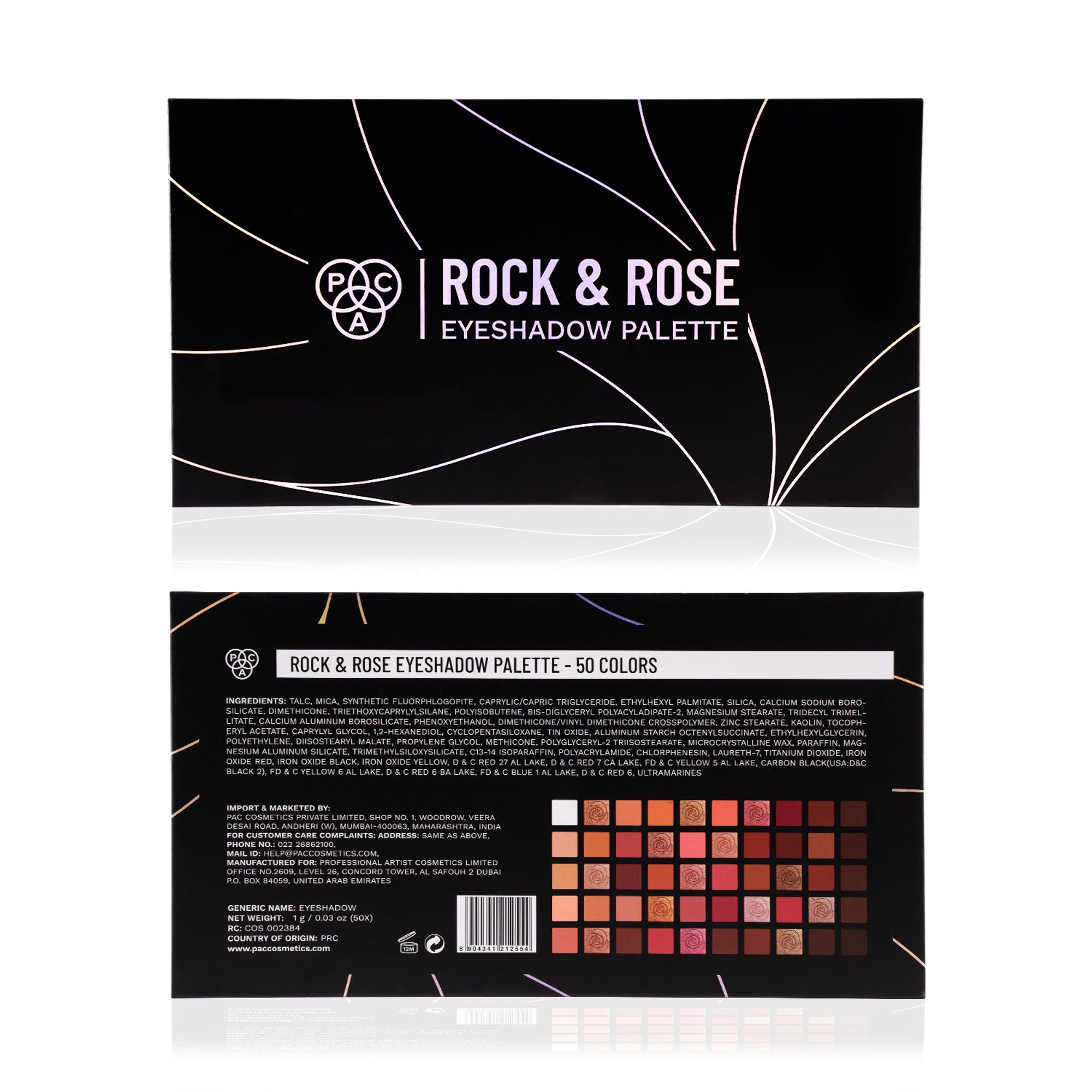 PAC Studio Rock & Rose Eyeshadow Palette - Blendable Mattes, Shimmers & Chromes, Perfect Transition Shades - Distacart