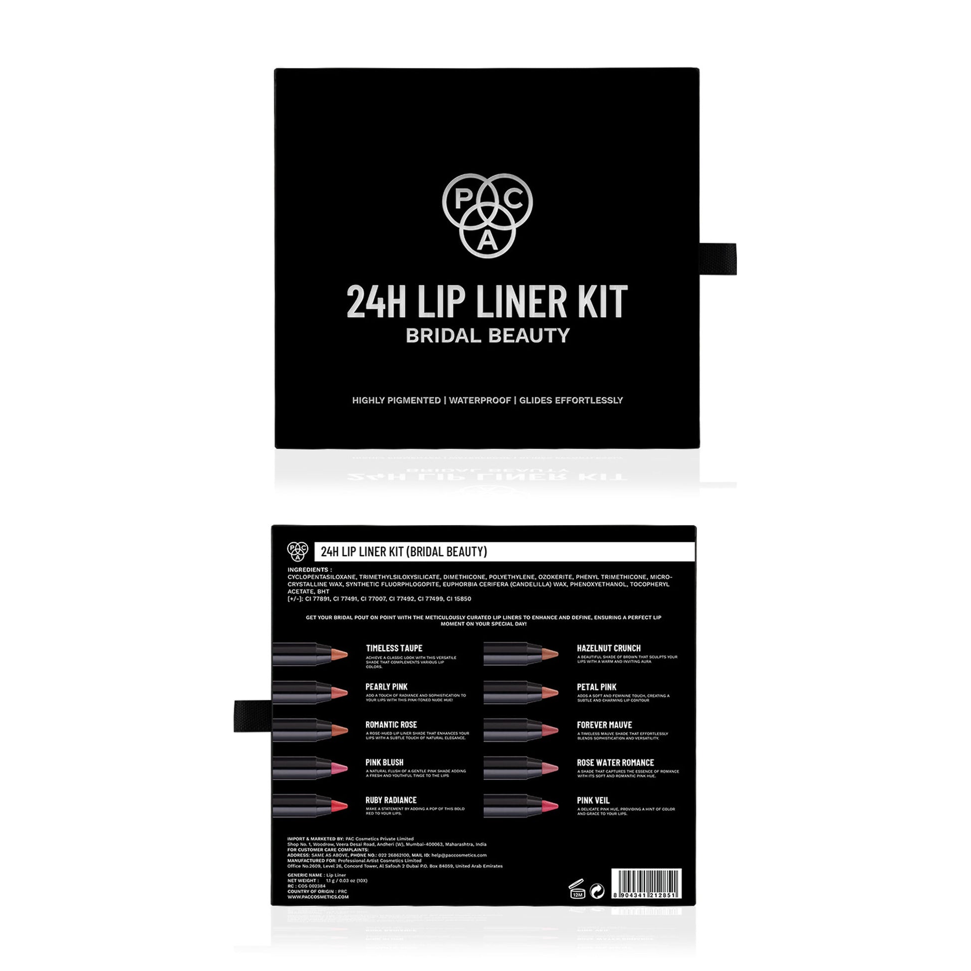 PAC Studio 24H Lip Liner Kit Bridal - 24H Comfortable Wear, Highly Pigmented, Waterproof & Smudgeproof - Distacart