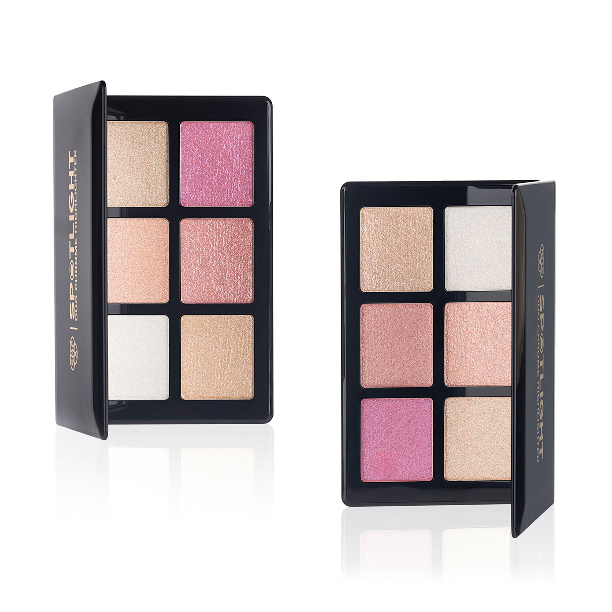 PAC Studio Spotlight Duo Chrome Highlighter Palette - Silky Smooth Blendable Multi Chromes, Intense Payoff - Distacart