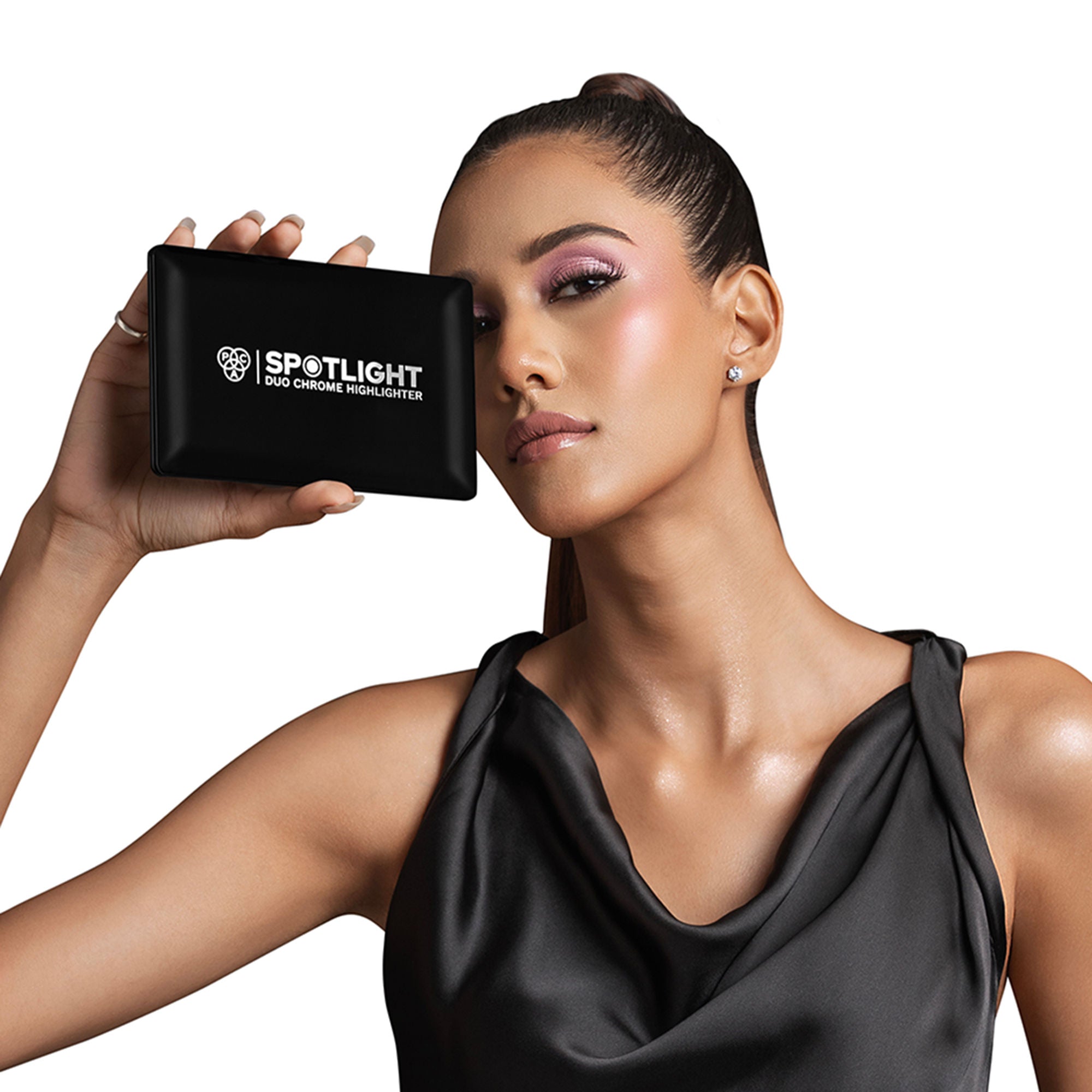 PAC Studio Spotlight Duo Chrome Highlighter Palette - Silky Smooth Blendable Multi Chromes, Intense Payoff - Distacart