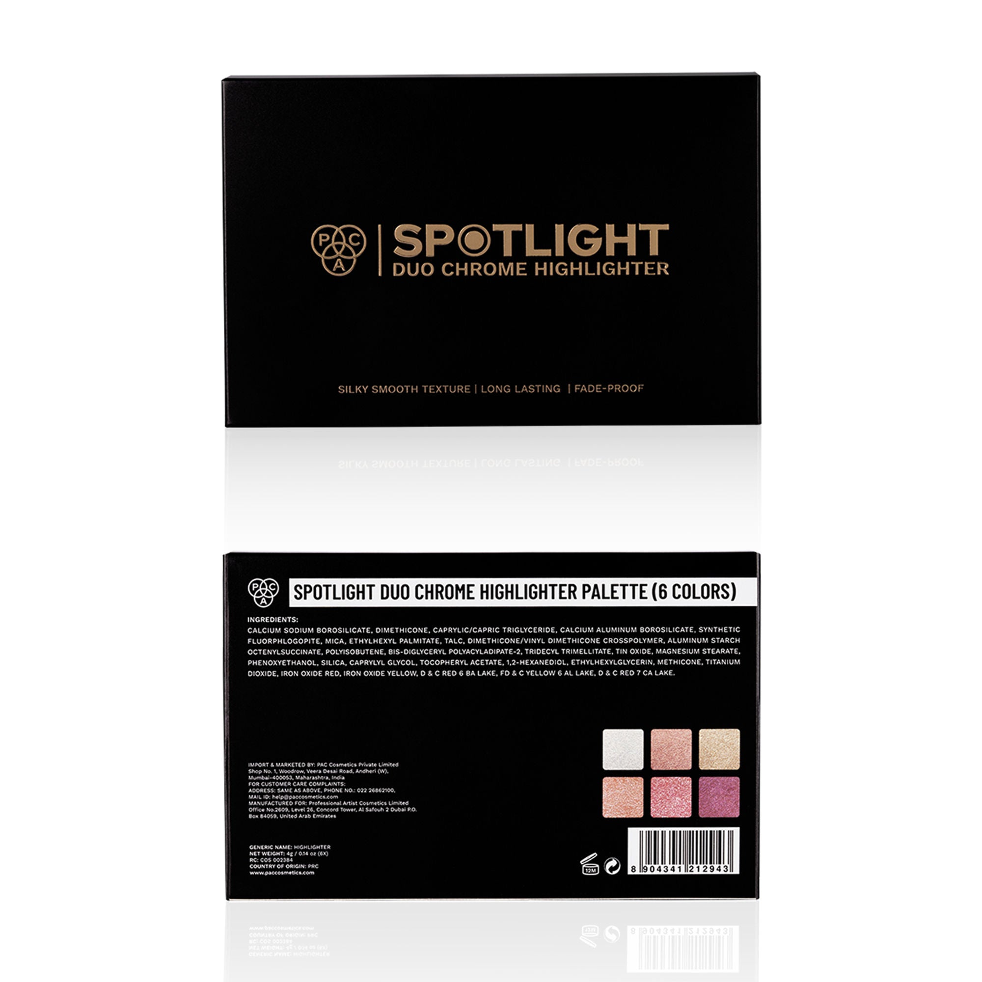 PAC Studio Spotlight Duo Chrome Highlighter Palette - Silky Smooth Blendable Multi Chromes, Intense Payoff - Distacart