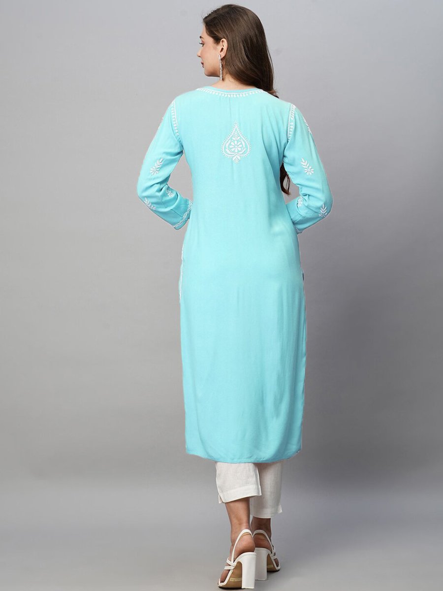 ADA Ethnic Motifs Embroidered Chikankari Cotton Kurta - Distacart