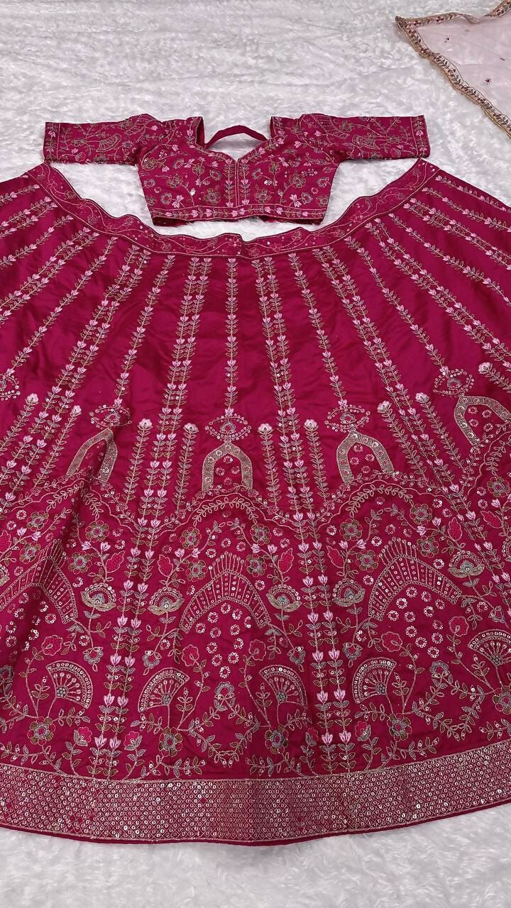 Aastha Fashion Magenta Heavy Slub Silk Designer Wedding Wear Lehenga Choli