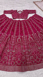 Thumbnail for Aastha Fashion Magenta Heavy Slub Silk Designer Wedding Wear Lehenga Choli