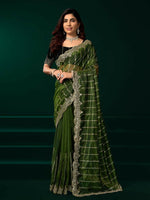 Thumbnail for Joban Fashion Green Net Party Wear Sarees - Distacart