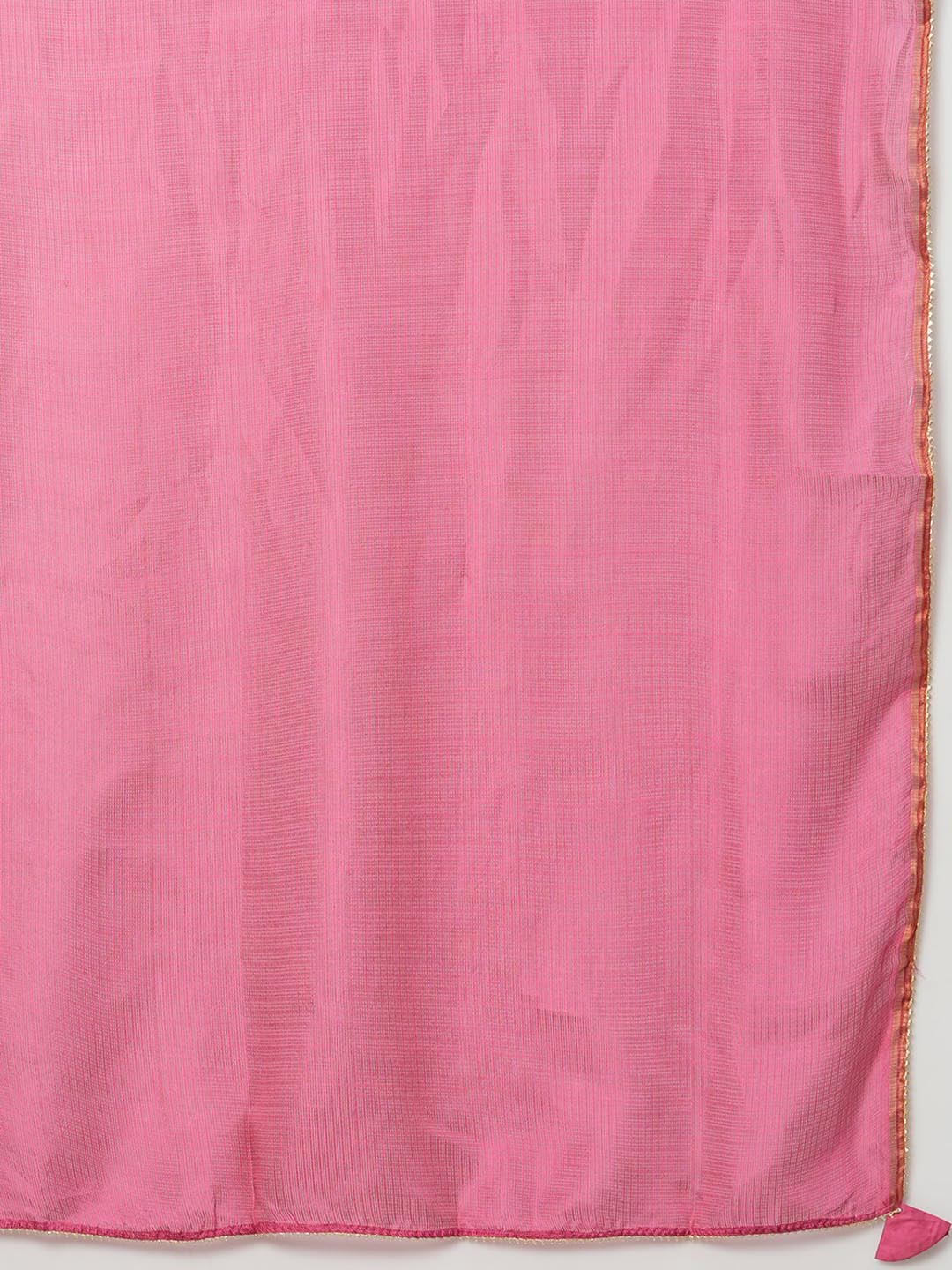 Kalini Thread Work V-Neck Straight Kurta with Trousers & With Dupatta - Distacart