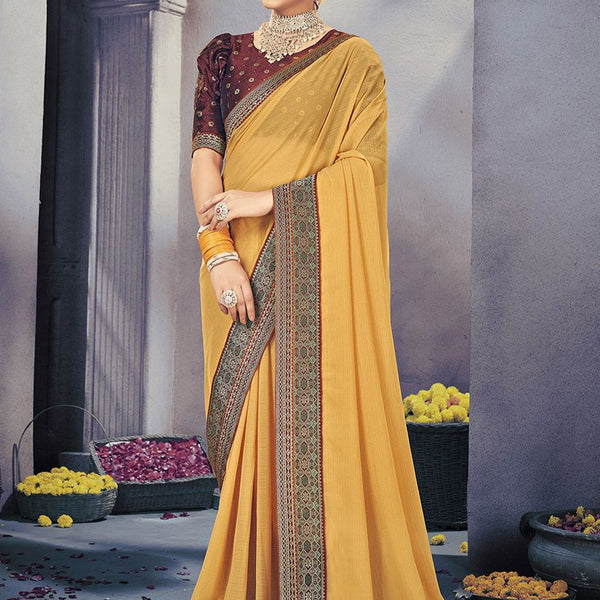 Mitera Ready to Wear Saree With Heavy Brocade Blouse - Distacart