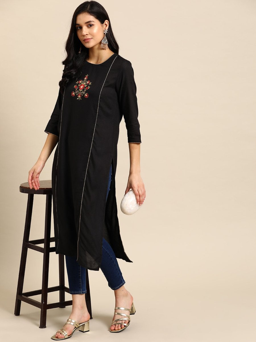 All About You Women Floral Embroidered Kurta - Distacart