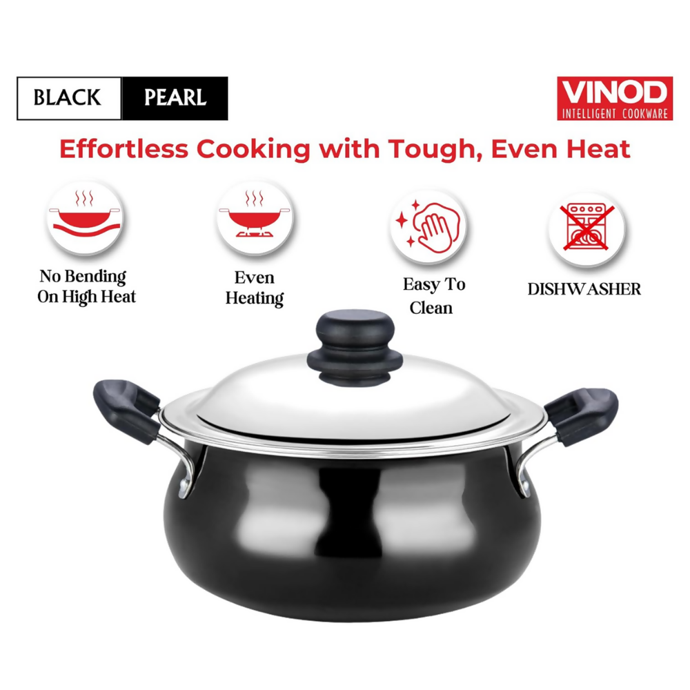 Vinod Black Pearl Hard Anodised Non Stick Handi with Lid - Dista