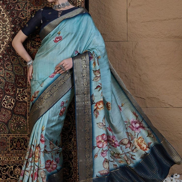 Anouk Floral Zari Silk Blend Saree - Distacart