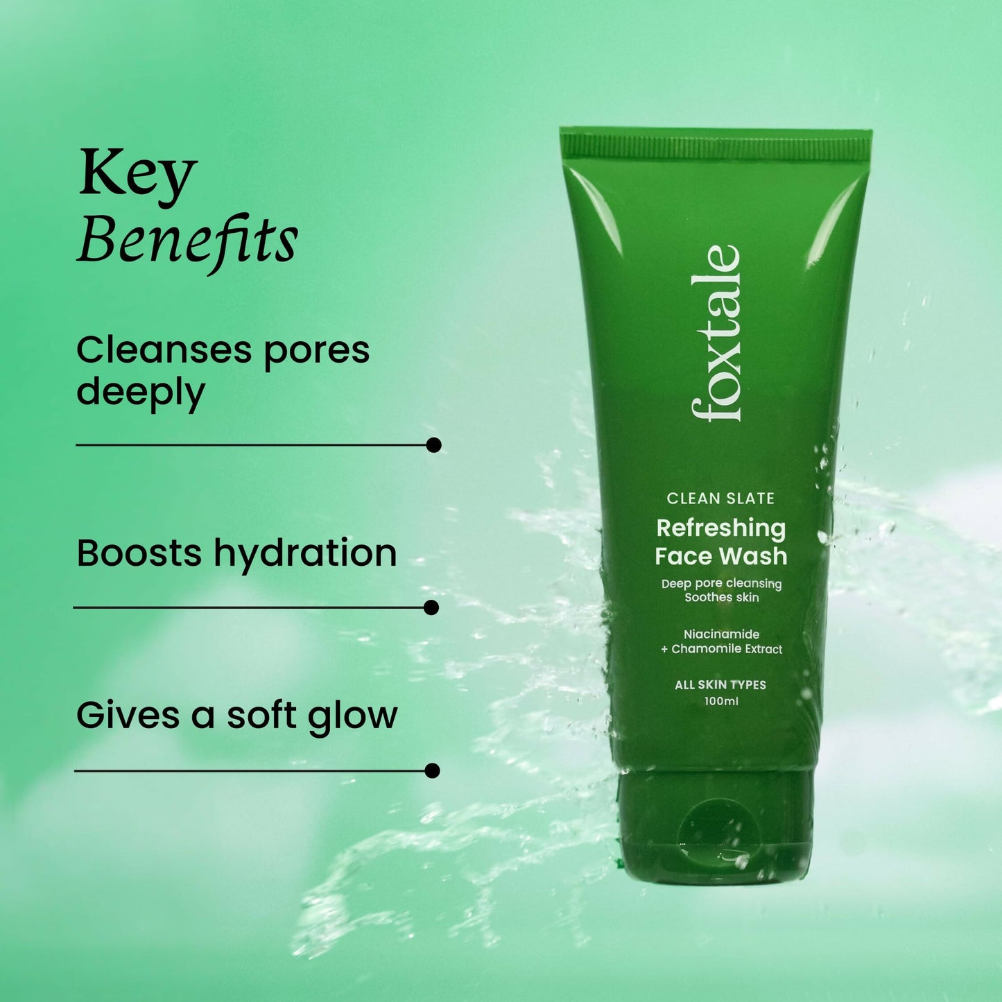 Foxtale Refreshing Face Wash For Deep Cleansing with Niacinamide - Hydrates & Brightens Skin - Distacart