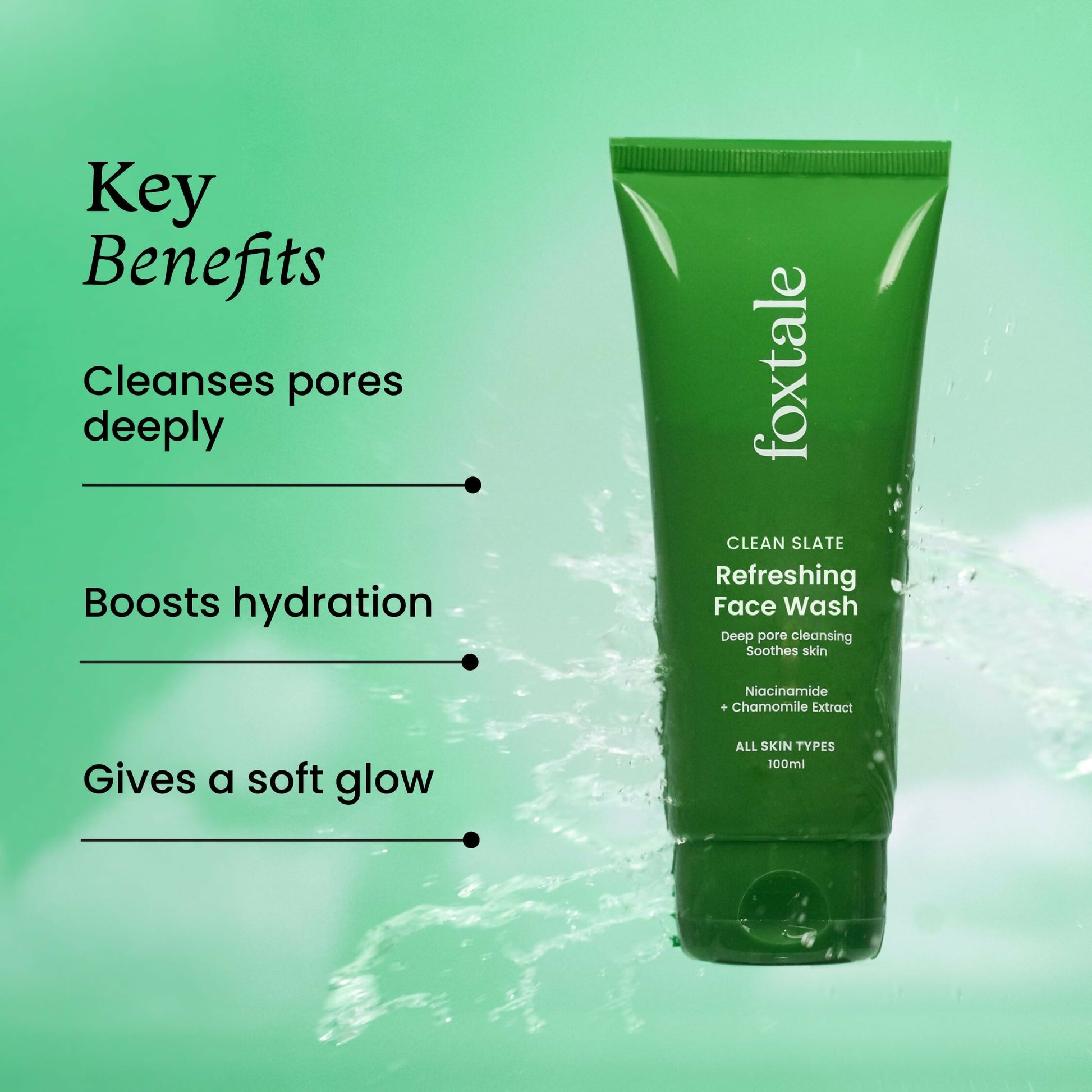 Foxtale Refreshing Face Wash For Deep Cleansing with Niacinamide - Hydrates & Brightens Skin - Distacart