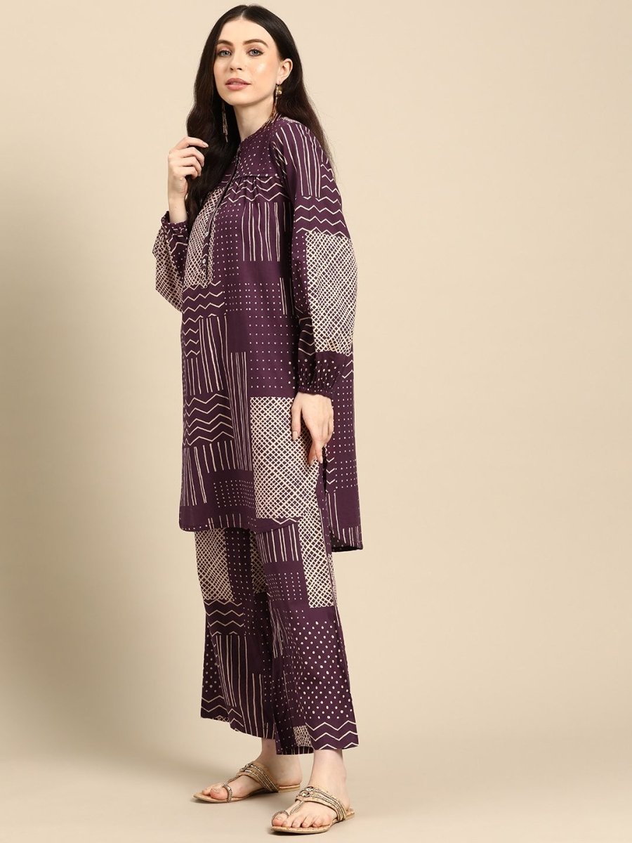 Anouk Women Printed Pure Cotton Straight Kurta with Palazzos