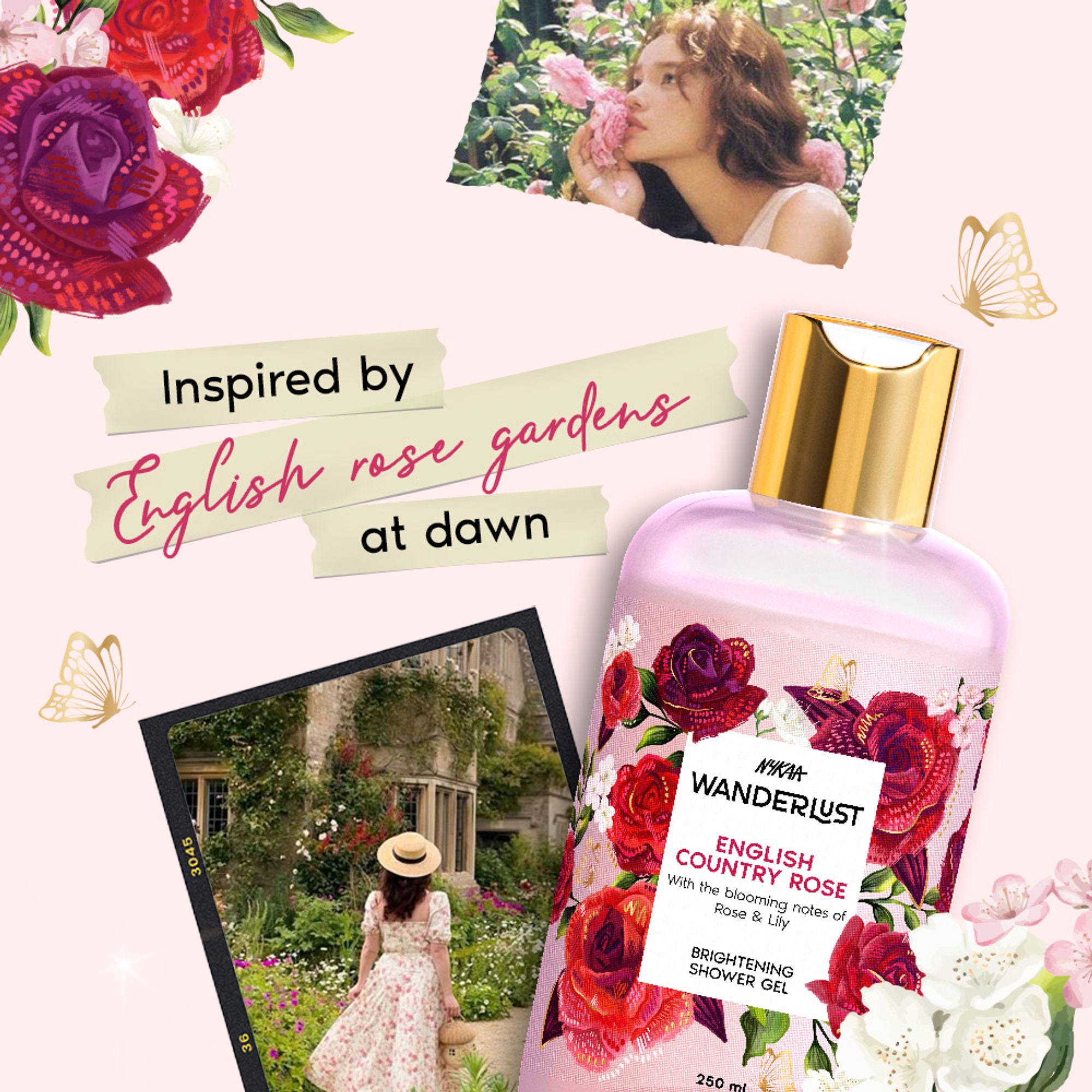 Wanderlust Shower Gels - English Country Rose - Distacart