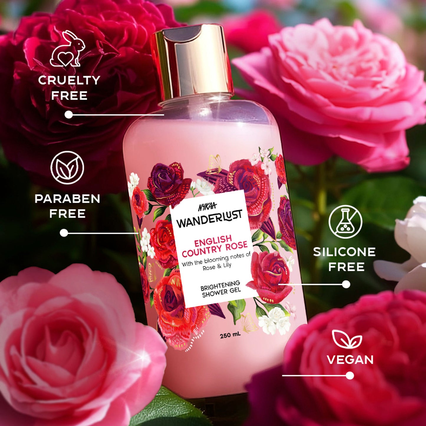 Wanderlust Shower Gels - English Country Rose - Distacart
