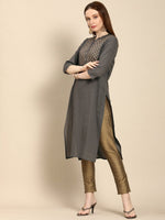 Thumbnail for All About You Women Grey Ethnic Motifs Yoke Design Pure Cotton Kurta - Distacart