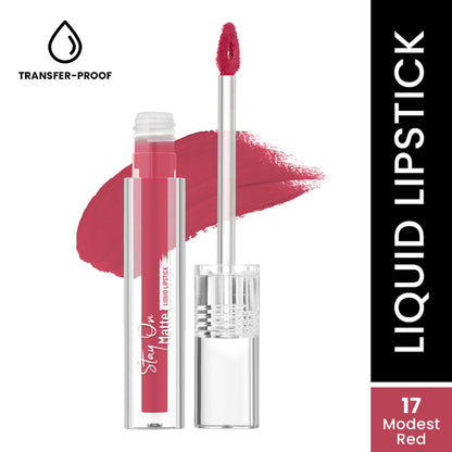 Swiss Beauty Stay On Matte Liquid Lipstick - 17 Modest Red