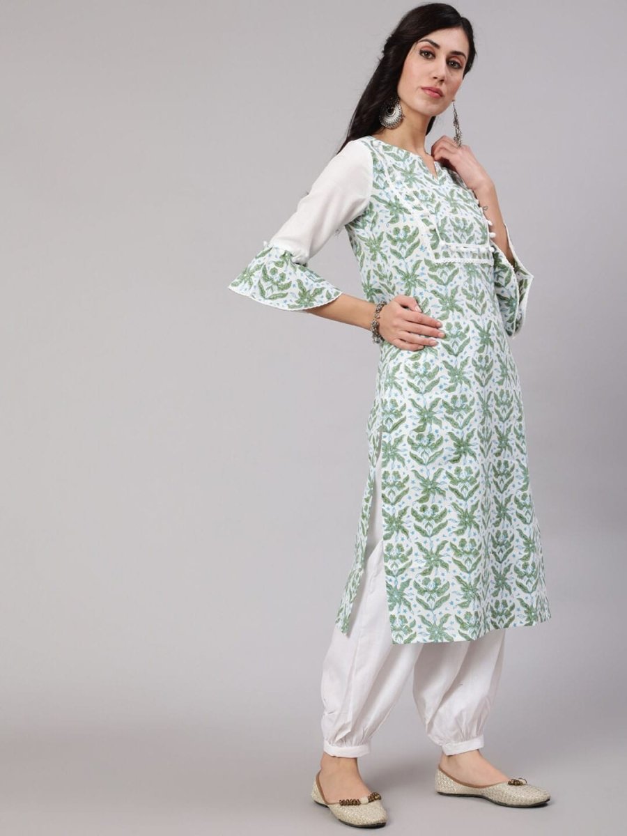 Aks Tropical Printed Bell Sleeves Kurta - Distacart