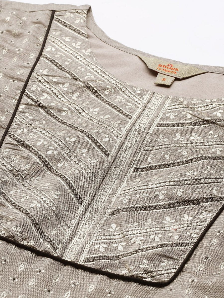 Anouk Women Grey Ethnic Motifs Printed Kurta with Trousers & With Dupatta - Distacart