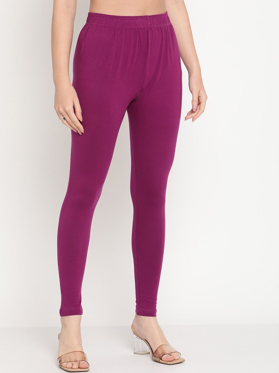 TAG 7 Women Purple Solid Comfort Fit Ankle Length Leggings - Distacart