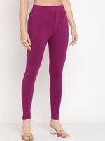 Thumbnail for TAG 7 Women Purple Solid Comfort Fit Ankle Length Leggings - Distacart