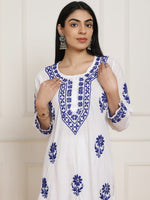 Thumbnail for HOUSE OF KARI Women Ethnic Motifs Embroidered Regular Chikankari Pure Cotton Kurta with Trousers - Distacart